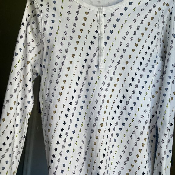 Roller Rabbit x Peloton Limited Edition Print Pajama Top Size L Hearts Stars - Picture 5 of 15